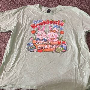 Pastel Green Graphic Bunny Tee
